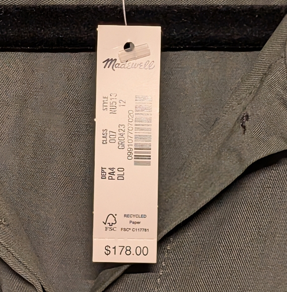 NWT Madewell Relaxed Tie Waist Wide Leg Jumpsuit | Size 10 & 12 | Army Green - Picture 10 of 12